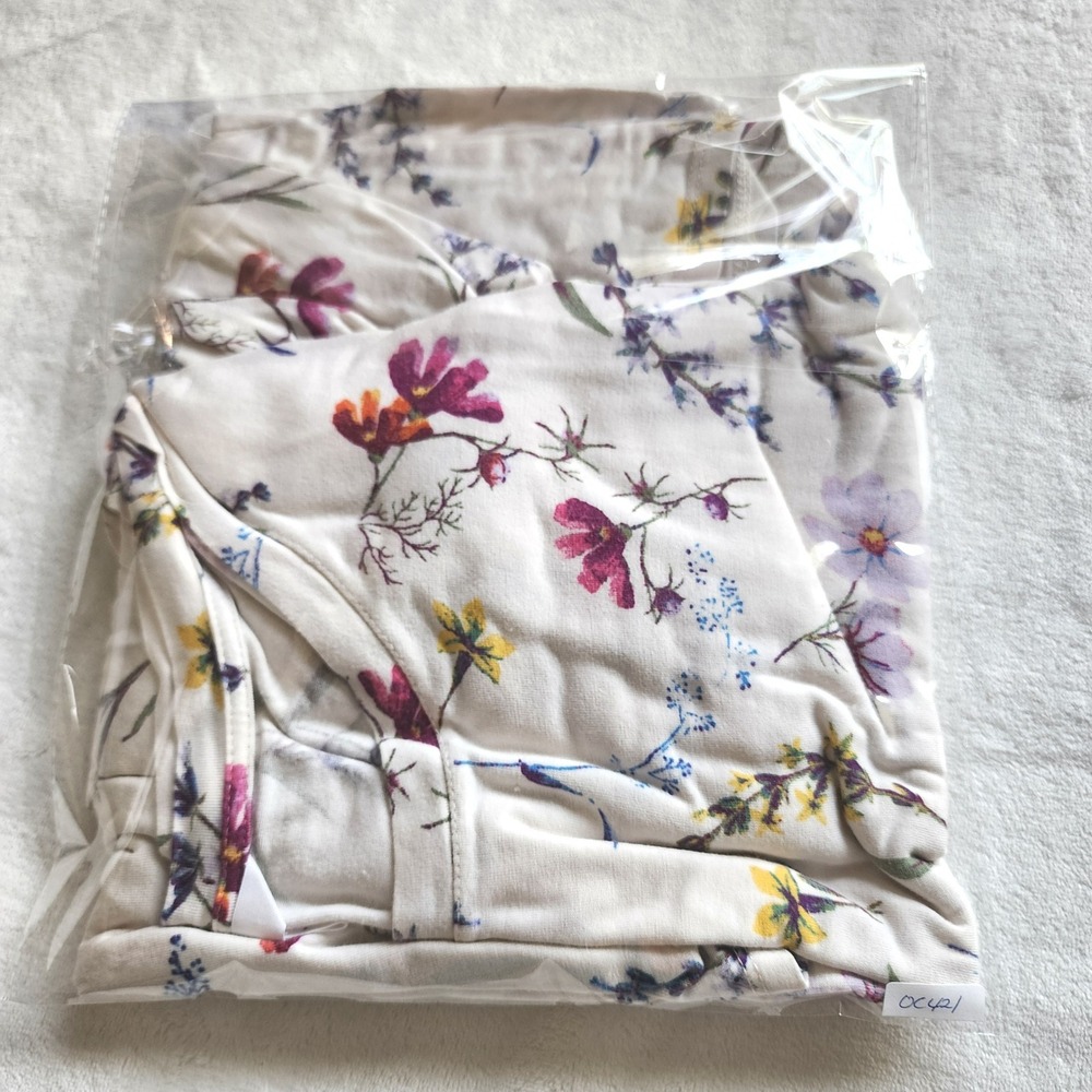 Womens Floral Side Knot Long Sleeve Top Ivory Wildflower XXXL Cottagecore Boho - Picture 6 of 6